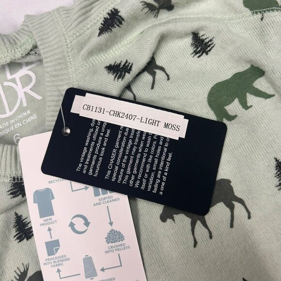 Chaser Kids Recycled Polyester Blend Light Moss Sweater With Moose Print - Picture 4 of 6